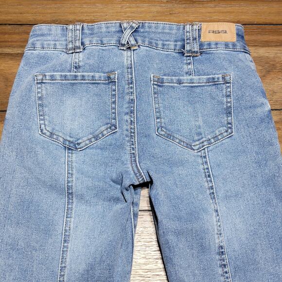 RSQ Girls Low Rise Flare Denim Jeans w/ Raw Hem - Size 12 - Picture 4 of 6